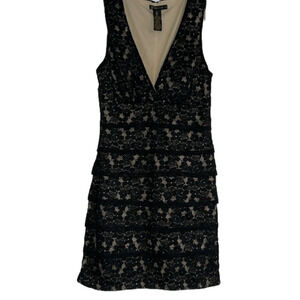 Tan & Black lace dress Vneck formal or semi formal size large